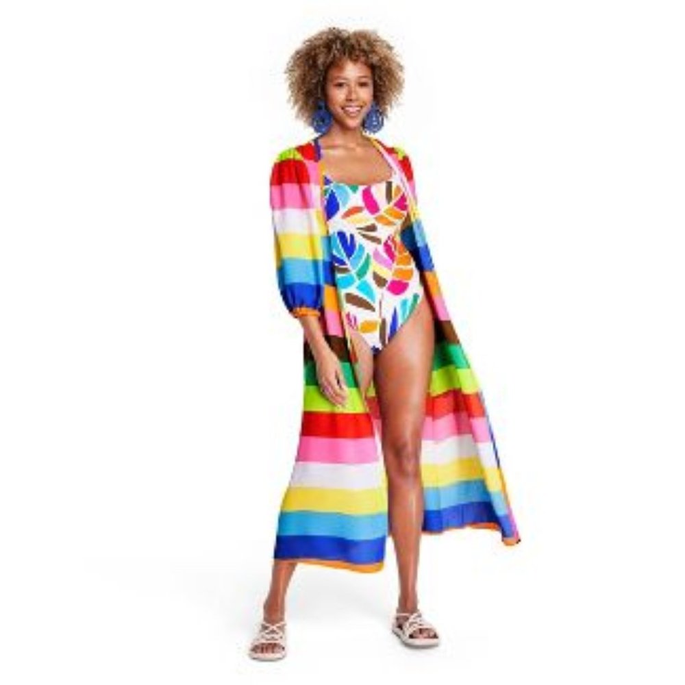 Tabitha Brown for Target Rainbow Women's Striped Cover Up - XS